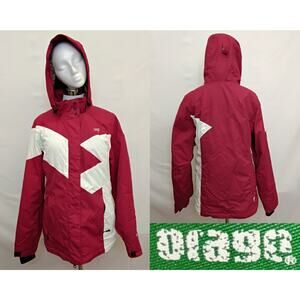 Orage Ski Jacket Women's Large Magenta Hooded Full Zip Insulated #Z5295